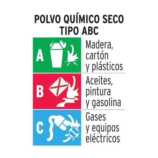 Extintor no recargable 450 g, polvo tipo ABC Truper 101174