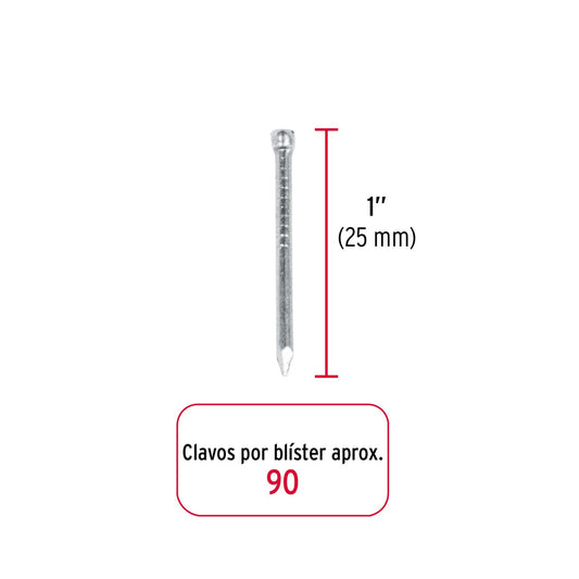 Blíster con 90 clavos estándar 1' sin cabeza, Fiero 40234