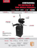 Cortadora metales 16", 7.5 HP, 220 V, 3,450 rpm Urrea. CM1116