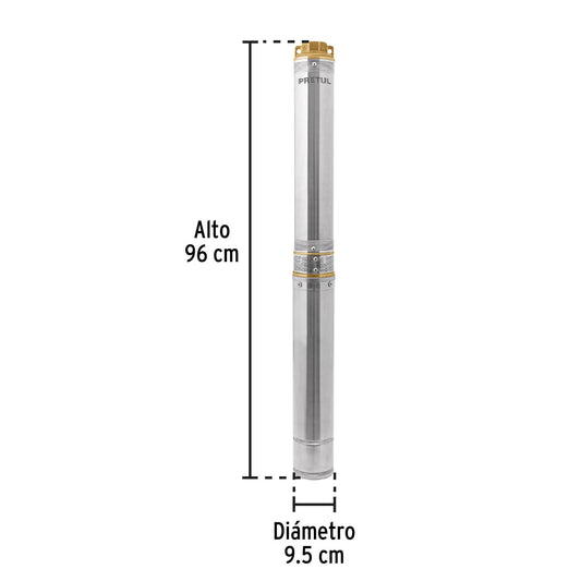 Bomba sumergible, tipo bala, 2 HP, agua limpia, Pretul 28201