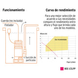 Bomba sumergible plástica 1/2 HP para agua limpia, Pretul 27195