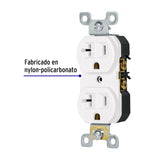 Contacto dúplex, 2 polos 3 hilos, 20 A, Standard, blanco, Volteck 47721