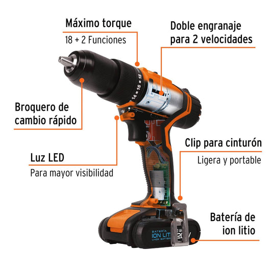 Rotomartillo y destornillador de impacto inalámbrico 20 V, Truper 102202