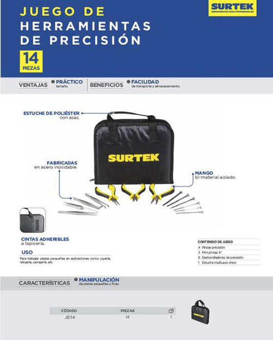 Juego de 14 herramientas de reparación Surtek JE14
