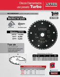 Disco de diamante uso pesado corte turbo 4 1/2" Urrea DDPT45