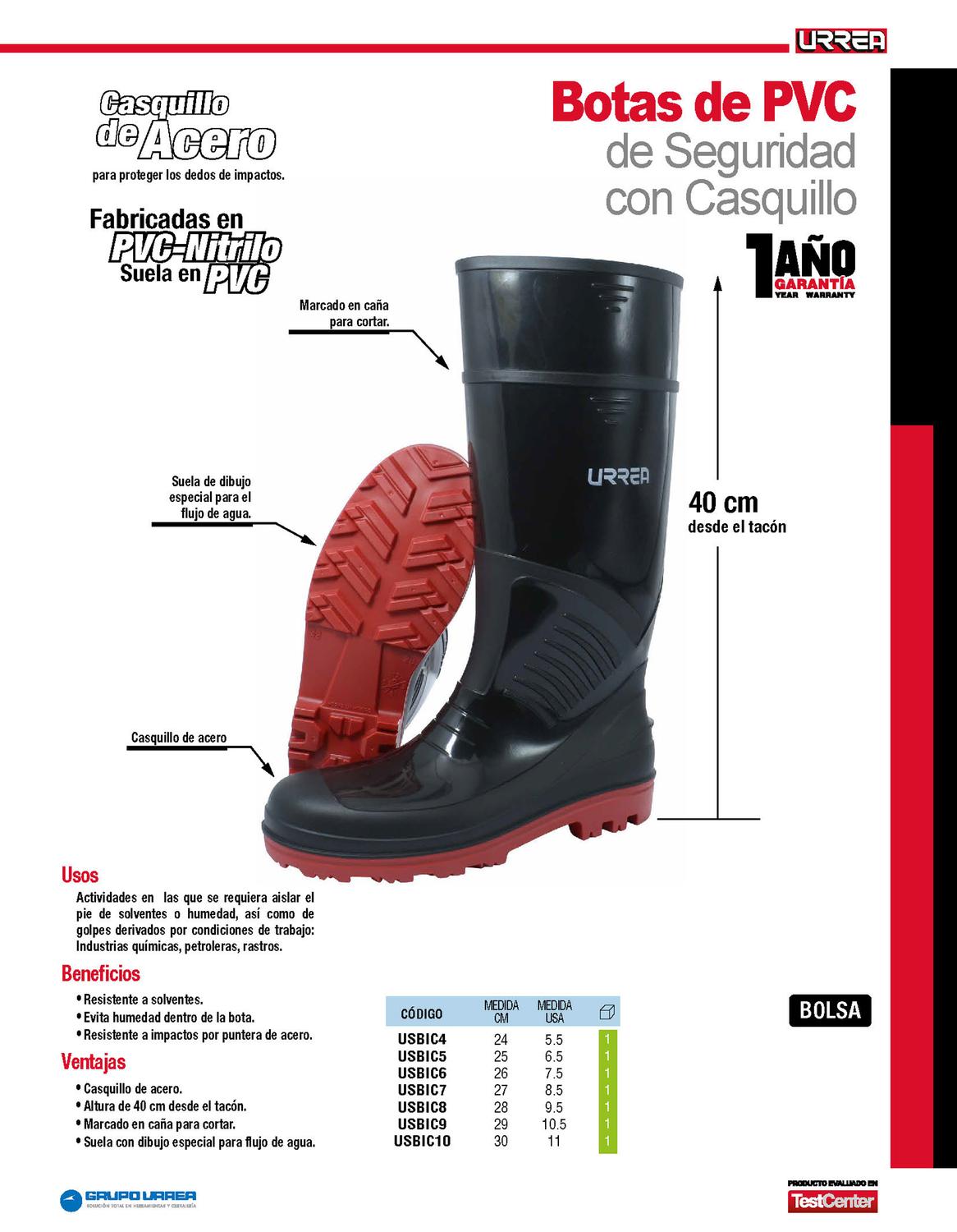 Bota de PVC con casquillo de seguridad Urrea USBIC9 – FERRETERIA