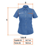 Camisa de mezclilla para dama, manga corta talla M, Truper 61102