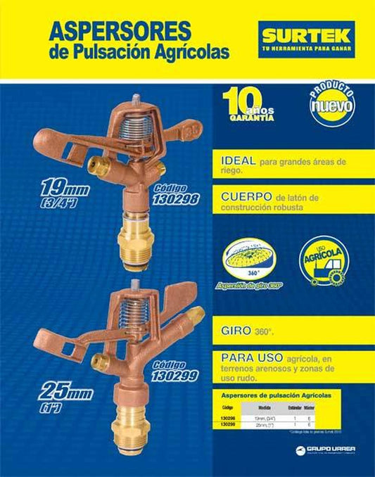 Aspersor agrícola de 3/4" por pulsaciones Surtek 130298