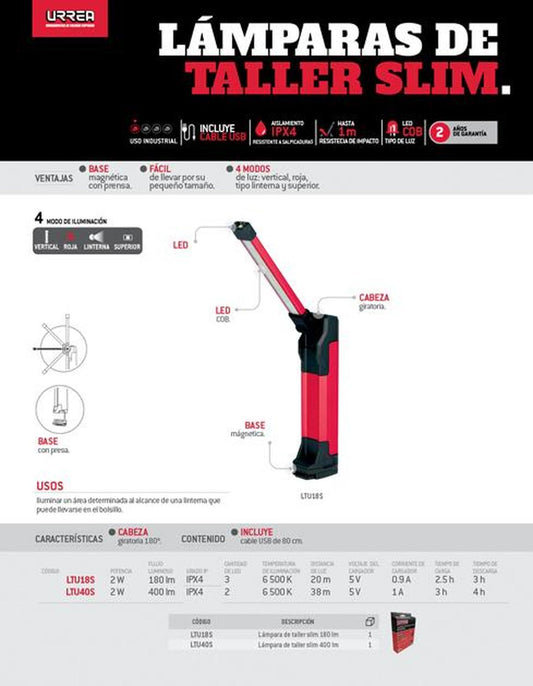 Linterna tipo de bolsillo Slim 180lm Urrea LTU18S