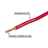 Rollo de 100 metros de cable THW CCA 12 AWG rojo, Volteck 40214