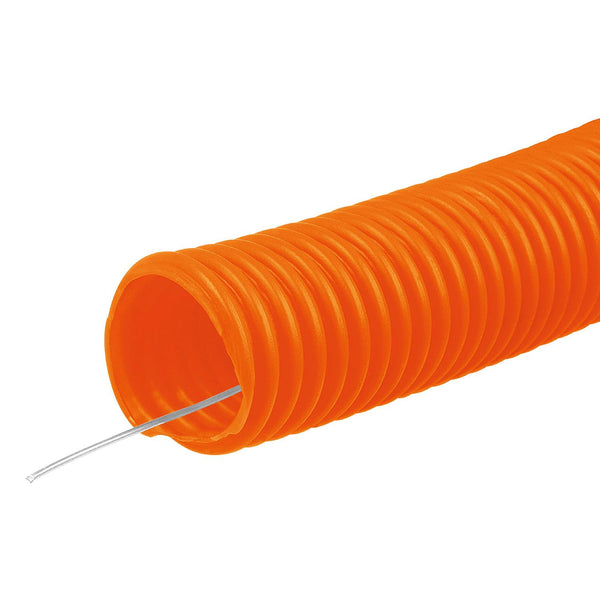 Poliducto corrugado flexible,3/4',con guía,rollo 25m, Volteck 40133