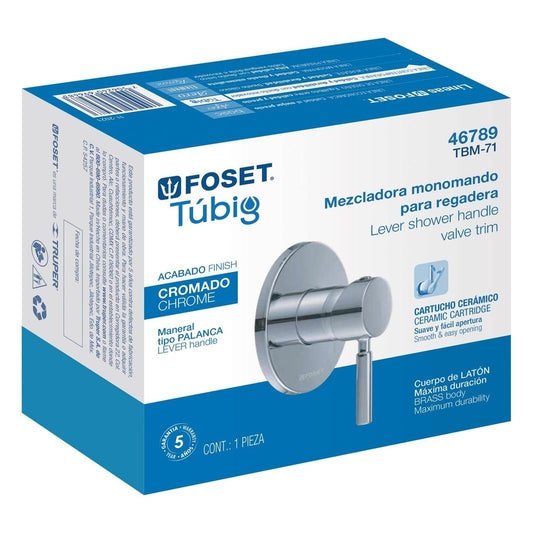 Monomando para regadera, cromo, Foset 46789