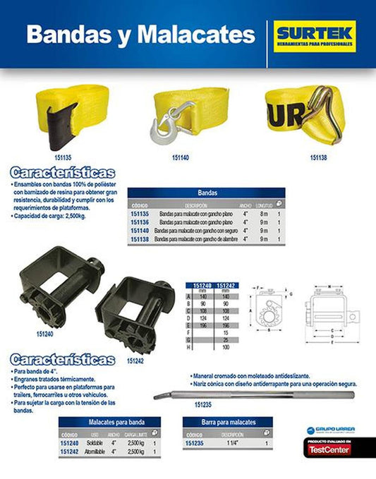 Barra para malacate 1 1/4" Surtek 151235