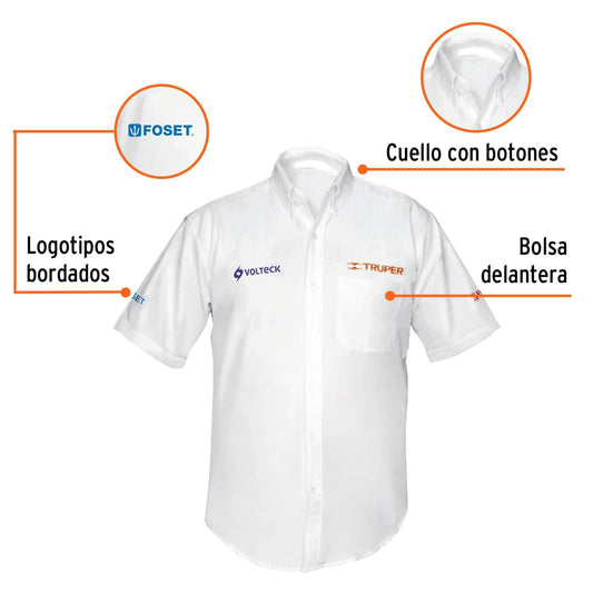 Camisa blanca para caballero, manga corta talla G, Truper 60366