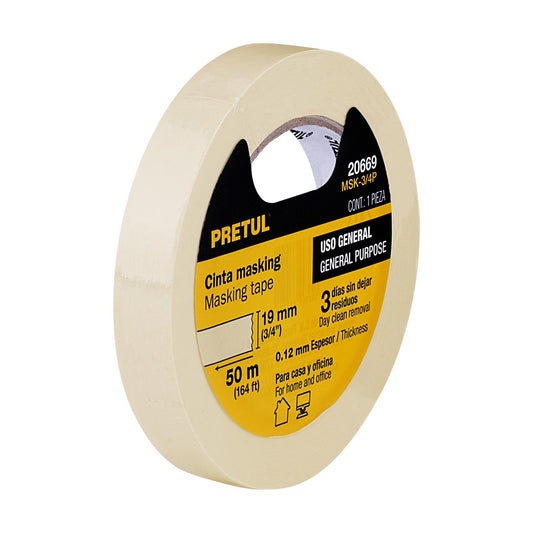 Cinta masking tape de 3/4' x 50 m, Pretul 20669