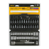 Juego de 60 herramientas 1/4' y 3/8' para mecánico, Pretul 26090
