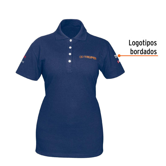 Playera tipo polo azul, para dama, talla G, Truper 60472