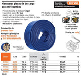 Manguera plana p/descarga de agua, PVC flexible, 3' x 50 m Truper 100865