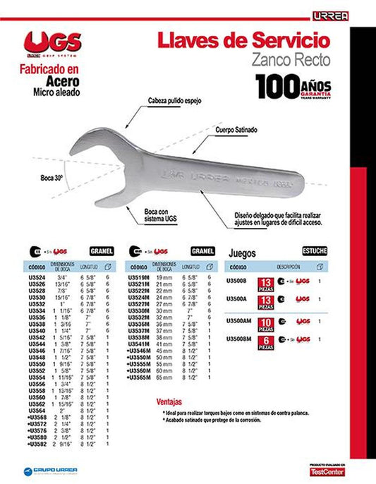 Llave de servicio 60 mm Urrea U3560M