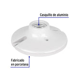 Portalámpara de porcelana, 4-1/2", redonda, Volteck 47915