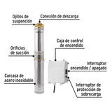 Bomba sumergible, tipo bala, 3/4 HP, agua limpia, Pretul 28204