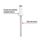 Bolsa c/50 remaches 3/16'x1/4' blancos de aluminio, ala 3/8', Fiero 46578