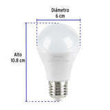 Lámpara LED tipo bulbo A19 9 W luz cálida, Volteck 47547
