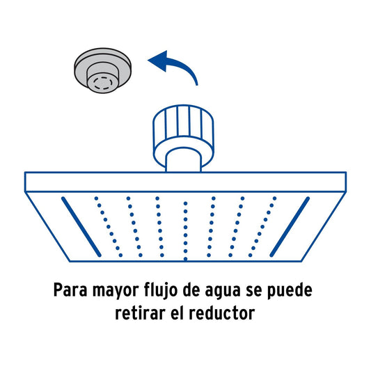 Regadera cuadrada 6', acero inox, sin brazo, negro, Túbig, Foset 47749