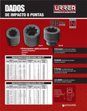 Dado de impacto 1/2" 8 puntas 15/16" Urrea 7430S