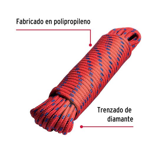 Piola de Polipropileno trenzada, multicolor, 6mm x 15m, Fiero 47809