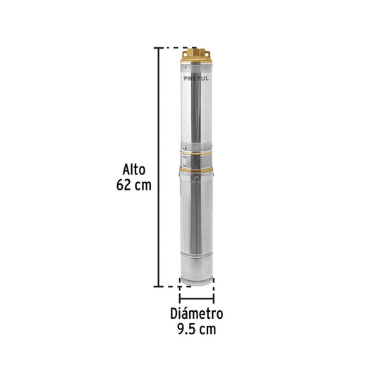 Bomba sumergible, tipo bala, 3/4 HP, agua limpia, Pretul 28204