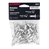 Bolsa c/50 remaches 3/16'x1/4' blancos de aluminio, ala 3/8', Fiero 46578