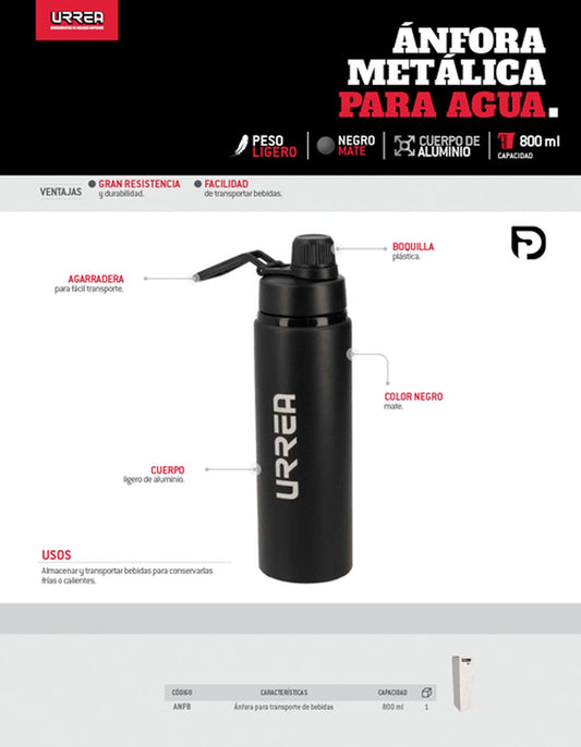 Anfora de Aluminio para agua 800 ml Urrea ANF8