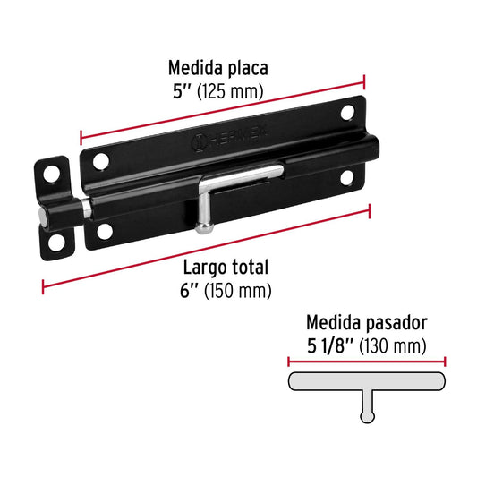 Pasador de acero negro, 6', Hermex Basic 43697