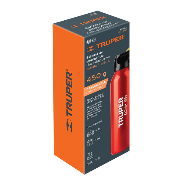 Extintor no recargable 450 g, polvo tipo ABC Truper 101174