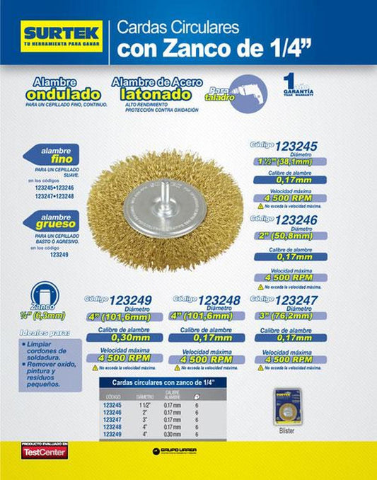 Carda circular con zanco de 1/4" 3 x 0.17mm Surtek 123247