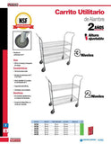 Carrito utilitario con 3 repisas de 24" x 18" cromado Urrea 44187