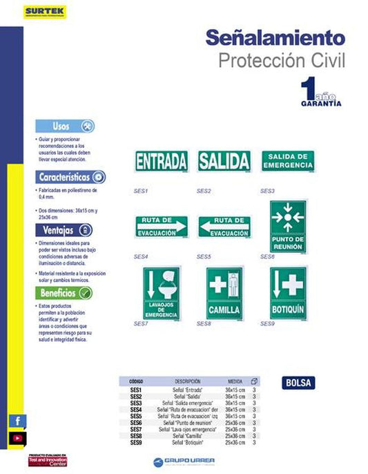 Señal "Lava ojos emergencia" Surtek SES7