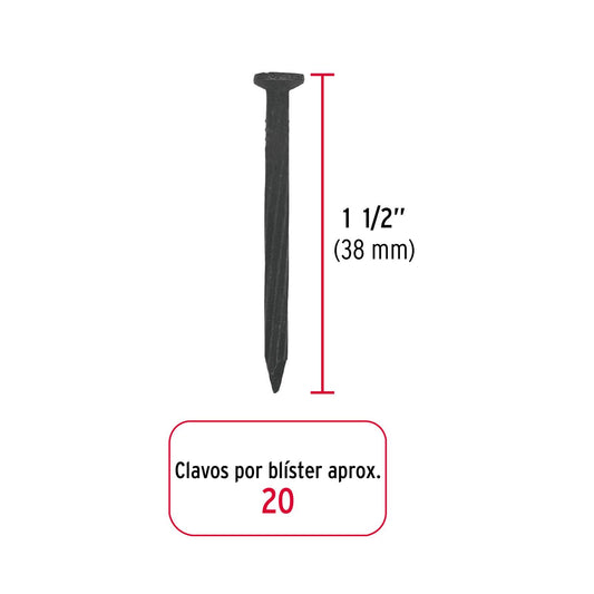 Blíster con 20 clavos negros para concreto 1-1/2', Fiero 40223