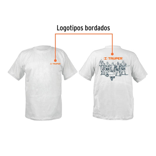 Camiseta blanca estampada 100% algodón, talla 40, Truper 60005