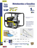 Motobomba 9HP 270cc, flujo máximo de 1400 L/min, 6 L. Surtek MG544