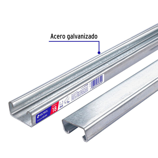 Perfil unical sólido de 3 m, 4 x 2 cm, calibre 18, Volteck 47755