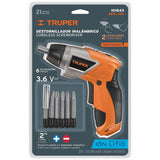 Destornillador profesional inalámbrico,dos posiciones,3.6V Truper 101843