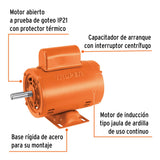 Motor eléctrico monofásico de 1/4 HP, baja velocidad, Truper 102301