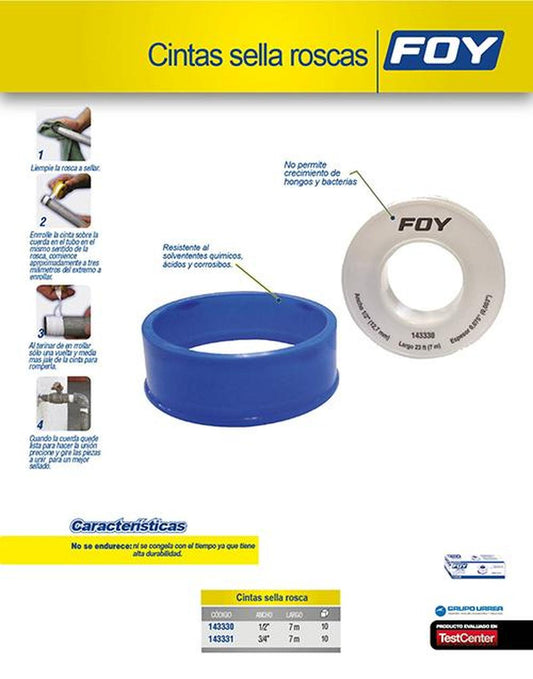 Cinta sella roscas 3/4" x 7m Foy 143331