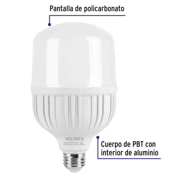 Lámpara LED alta potencia 30 W (equiv. 250 W), luz de día, Volteck 46226