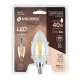 Lámpara LED tipo vela 4 W con filamento base E12 luz cálida, Volteck 48253