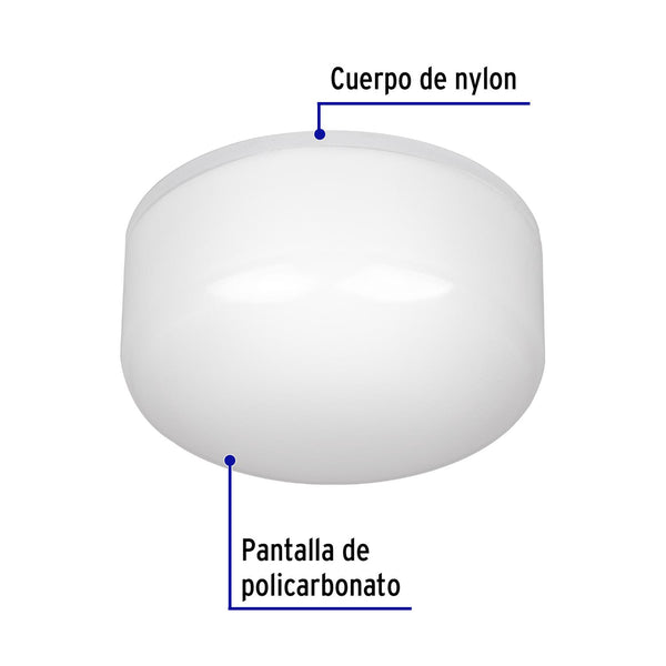 Luminario de LED 15 W tipo plafón, base E26, Volteck 49804