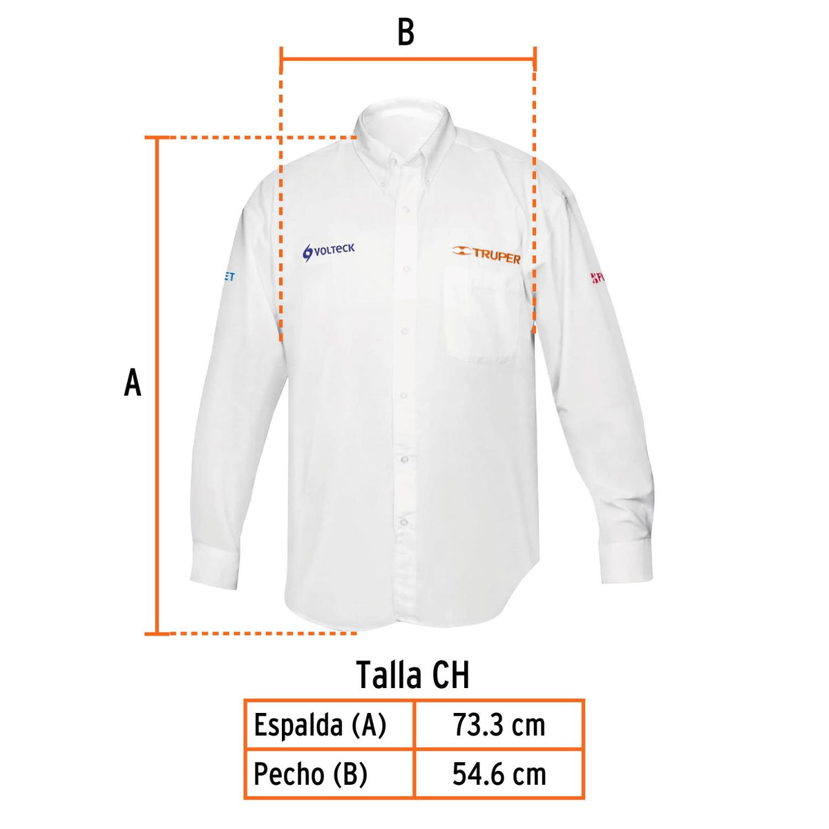 Camisa blanca para caballero, manga larga talla CH, Truper 60360 ...