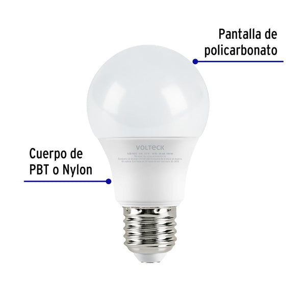 Lámpara LED tipo bulbo A19 6 W luz de día, Volteck 47544